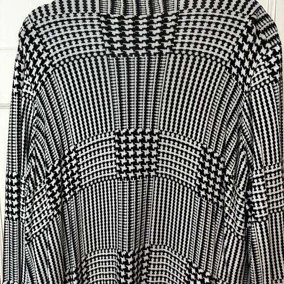 Joan Vass Duster Open Front Cardigan Sweater Womens 2X Black White Houndstooth - Picture 4 of 5